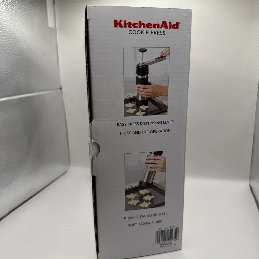 KitchenAid Gourmet Cookie Press Set Stainless Steel/Black 12 Discs With‎ Manual